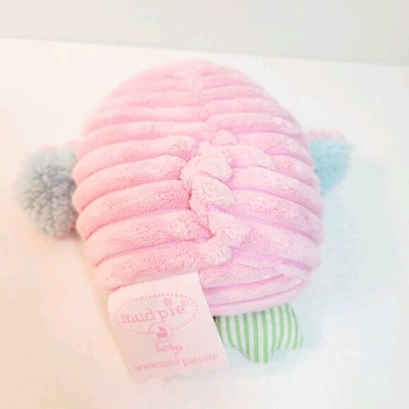 Mud Pie Baby OWL Pink Ribbed Corduroy Rattle Stuffed Plush Toy Floral Paisley - Picture 3 of 3